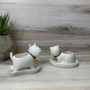 Small Ceramic Dog & Cat Succulent Flower Pot